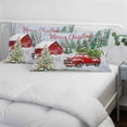 thumbnail image 3 of Christmas Red Truck Pillow Covers, Linen Long Throw Pillow Case, Winter Cardinal Xmas Tree Holiday Pillow Protector Decorative Cushion Cover for Living Room/Bedroom 20" x 36", 3 of 8