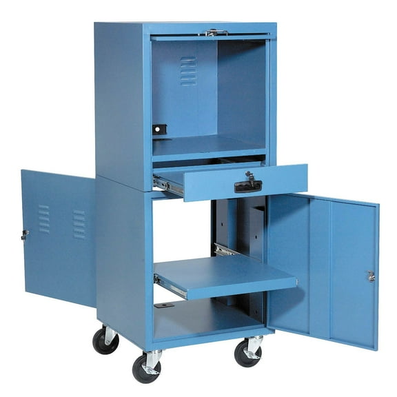Global Industrial Mobile Computer Cabinet Blue Unassembled