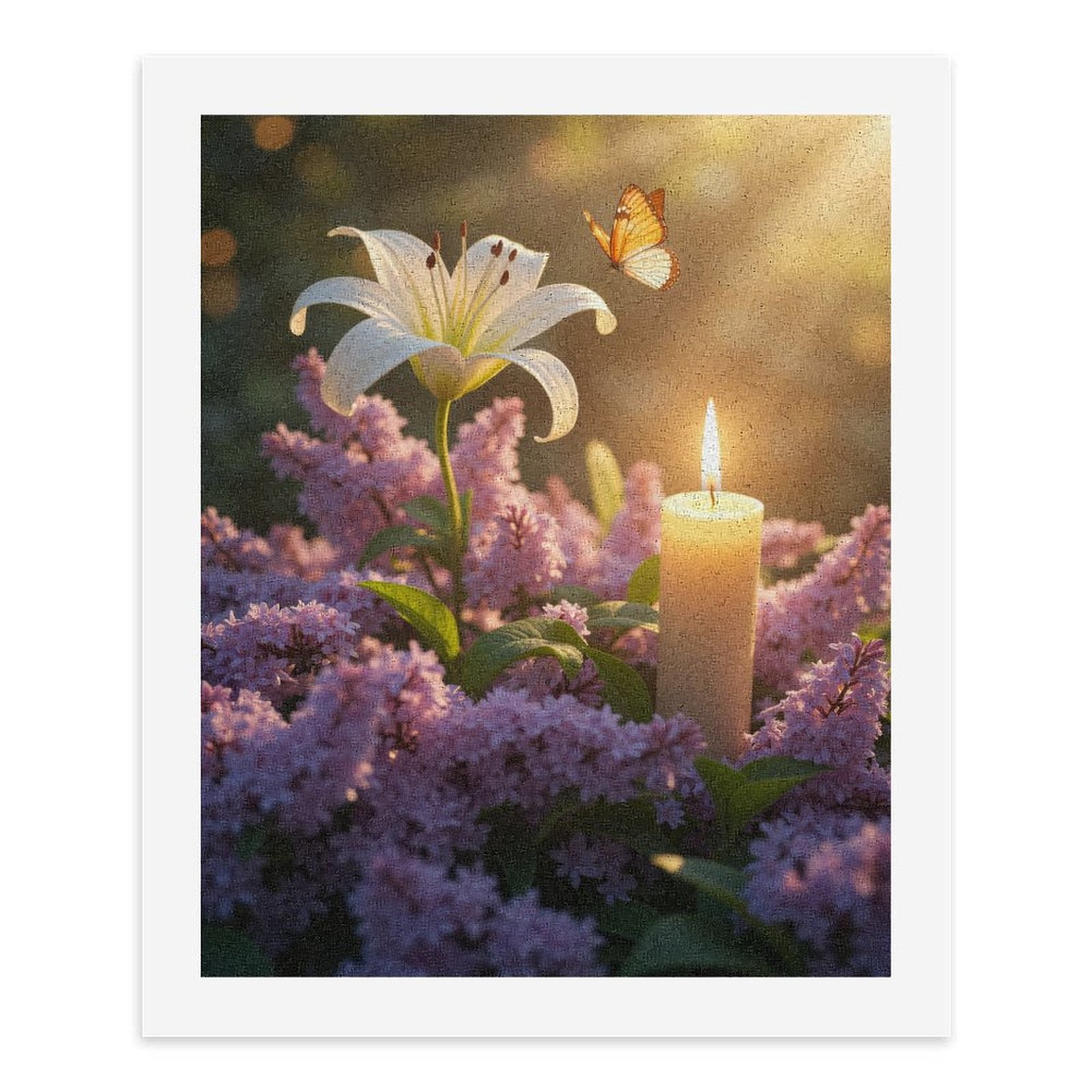 Paint By Numbers Kit for Adults Beginner - DIY Butterfly Candle Lilies Blossoms Canvas Painting Kits for Adults, Frameless Paint By Number for Adults for Home Wall Decor 16x20 Inch