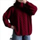 thumbnail image 2 of Suéteres de Otoño para Mujer, Jersey de Larga con Cremallera de un Cuarto, Jersey Informal Holgado con Cuello en V y Punto Vino Tinto L, 2 of 7
