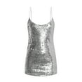 thumbnail image 4 of Babysbule Summer Dresses for Women Ladies Fashion Solid Color Sleeveless Sling Sequin V-Neck Dress, 4 of 9
