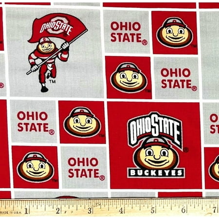 1 Yard - OSU Ohio State Buckeyes Brutus Block Cotton Fabric (Great for Quilting, Throws, Sewing, Craft Projects, and More) 1 Yard x 44"