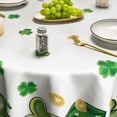 thumbnail image 2 of St. Patricks Day Tablecloth 60×60 Inch Round, Clover Shamrock Hat White Washable Table Cover for Party Picnic Dinner Decor, 2 of 6