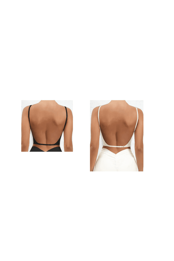 2PCS Seamless Low Back Bra Wireless Padded Bralette Thin Straps Comfort Halter Backless Cross Multiway Convertible Bras
