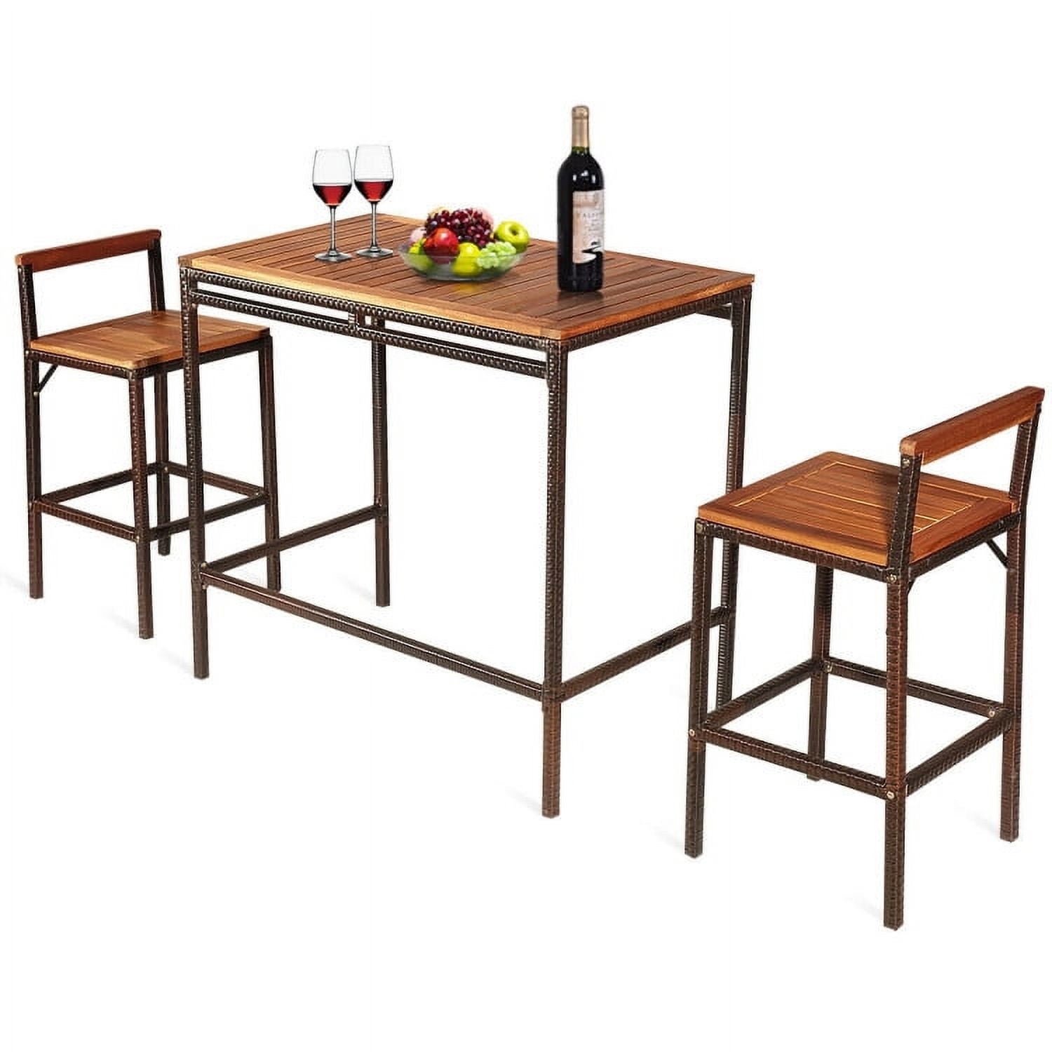 Aimee Lii 3 Pieces Patio Rattan Wicker Bar Dining Furniture Set, Outdoor Patio Furniture Aimee Lii 3 Pieces Patio Rattan Wicker Bar Dining Furniture Set, Outdoor Patio Furniture
