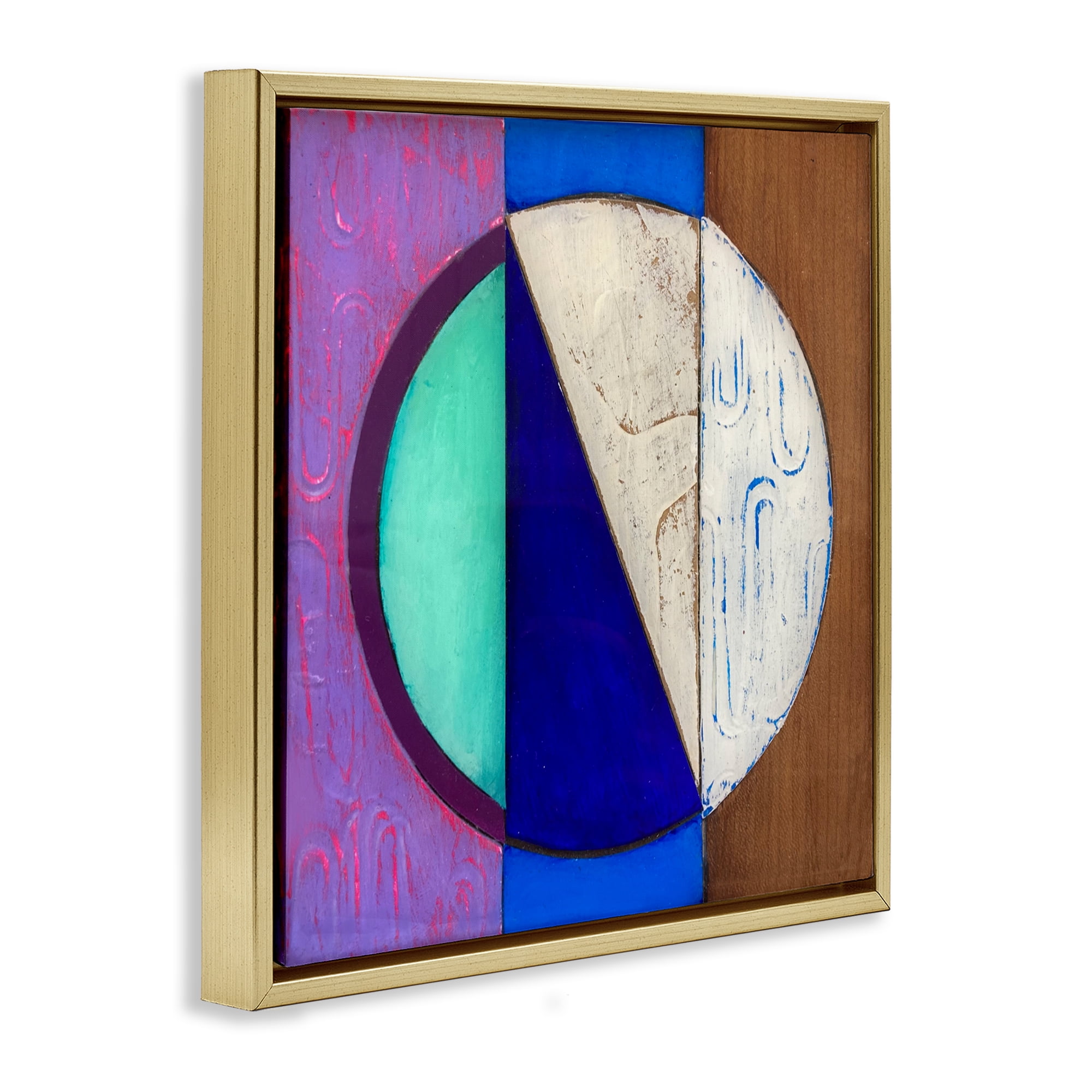Stupell Industries Structured Blue & Purple Circle Gold Framed Floater Canvas Wall Art, design by Matthew Finger
