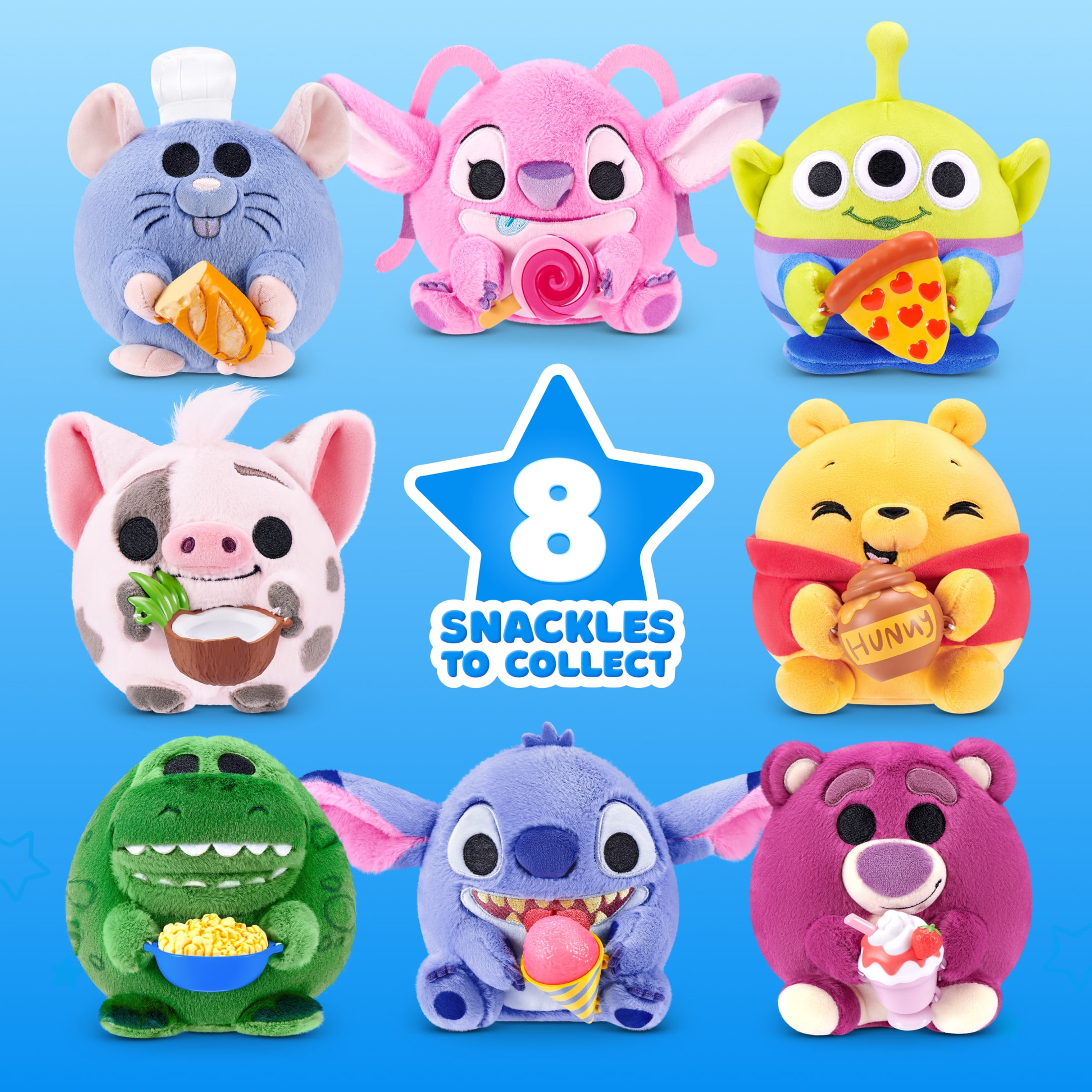 Snackles Disney Mystery Capsule 5 inch (Assorted Characters), Soft Stuffed Plush Toy by ZURU