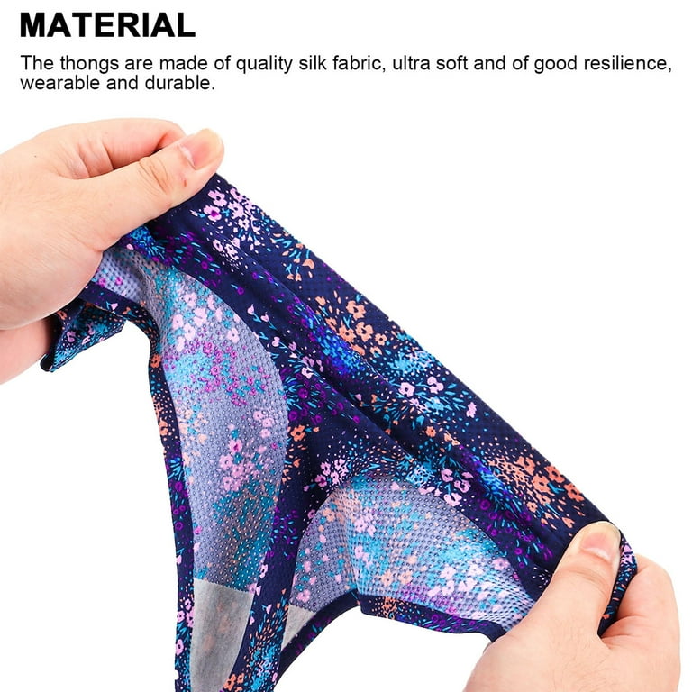 Gustave Women's Seamless Thongs Set of 12, Floral Print Stretch Silk Thong  Panties Breathable No Show Underwear