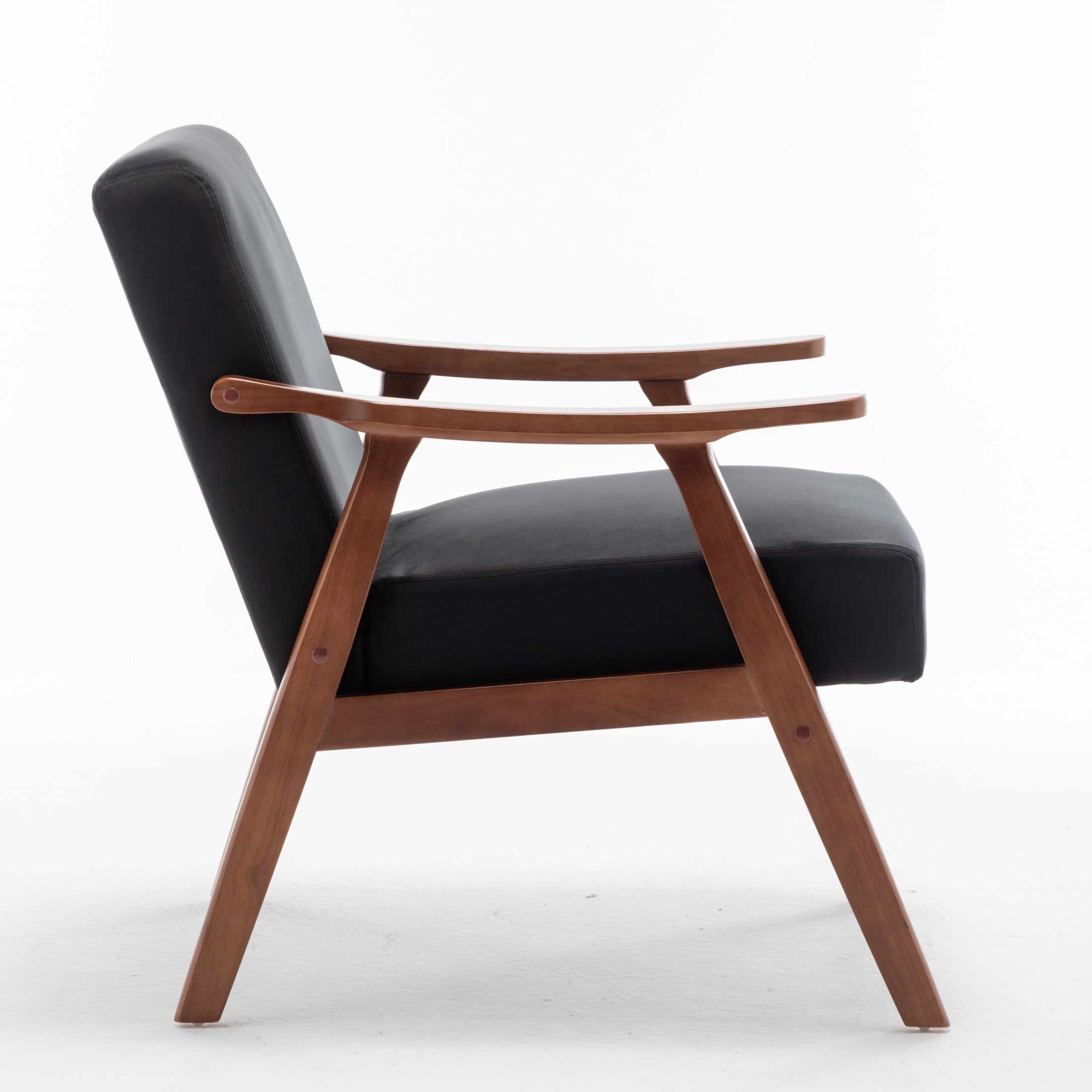 Noble House Jesse Modern Accent Chair, Solid Wood Thick Backrest Upholstered Velvet Lounge Armchair, Black