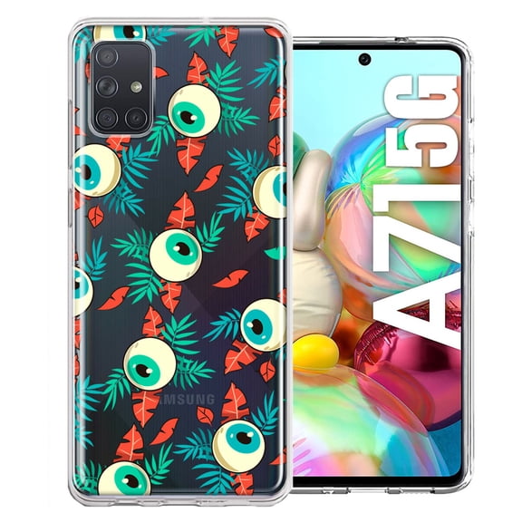 MUNDAZE For Samsung Galaxy A71 4G Halloween Creepy Tropical Eyeballs Design Double Layer Phone Case Cover