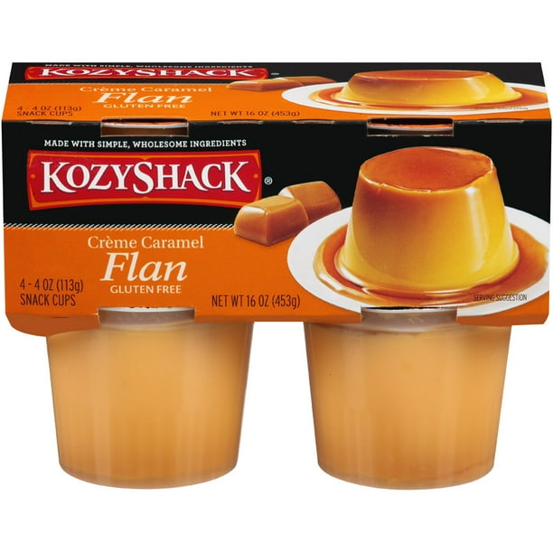 Kozy Shack GlutenFree Creame Caramel Flan Snack Cup, 4 Oz, 4 Count