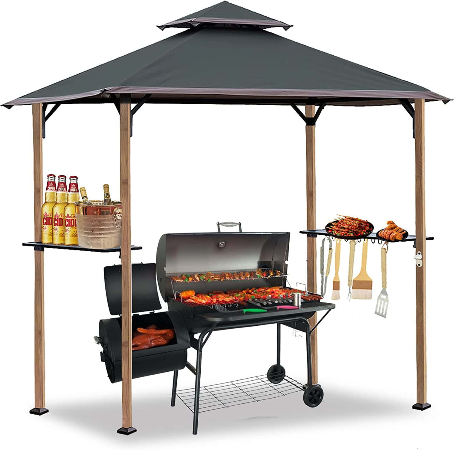 8'x5' Grill Gazebo BBQ Patio Shelter Canopy for Outdoor Barbecue