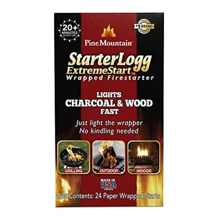 

Pine Mountain ES 24CT ExtremeStart Wrapped Starters 24 Starts Firestarter Log for Campfire Fireplace Wood Stove Fire Pit Indoor and Outdoor Use Piece