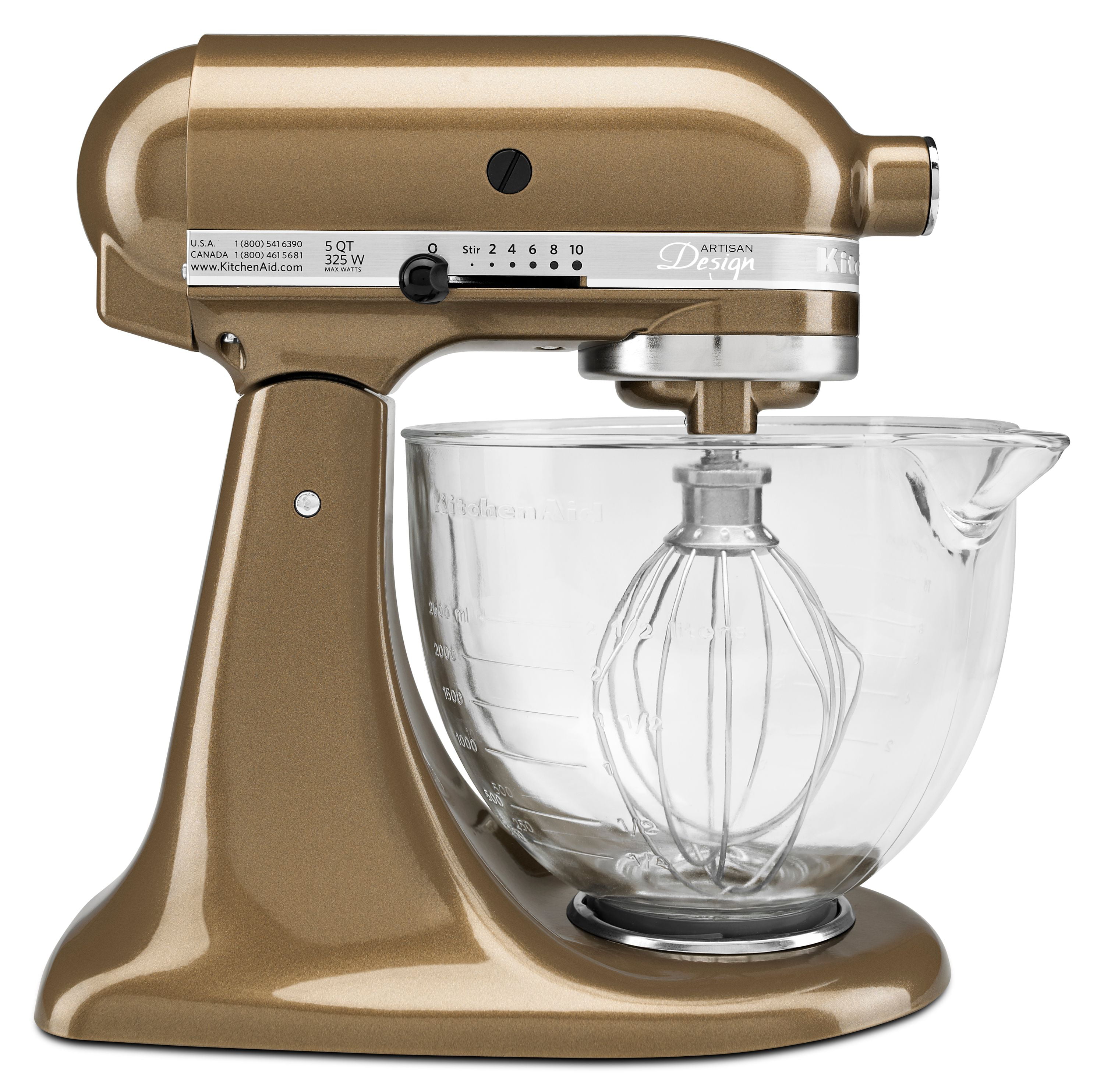Vædde procedure glimt KitchenAid Artisan Design Series 5 Quart Tilt-Head Stand Mixer with Glass  Bowl - Toffee - Closeout - Walmart.com