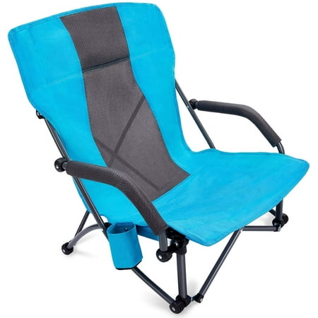 Eayy Low Sling Folding Beach Chair Camping Chairs Compact Concert Lumbar Back Support Festival Chair With Carry Bag Walmart Canada