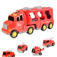 thumbnail image 2 of FNYOXU Construction Truck Toys for Toddlers - 5-in-1 Carrier Vehicle for Boys Ages 1-4, Great Christmas and Birthday Gifts for 18 Months to 2-Year-Olds, Red, 2 of 9