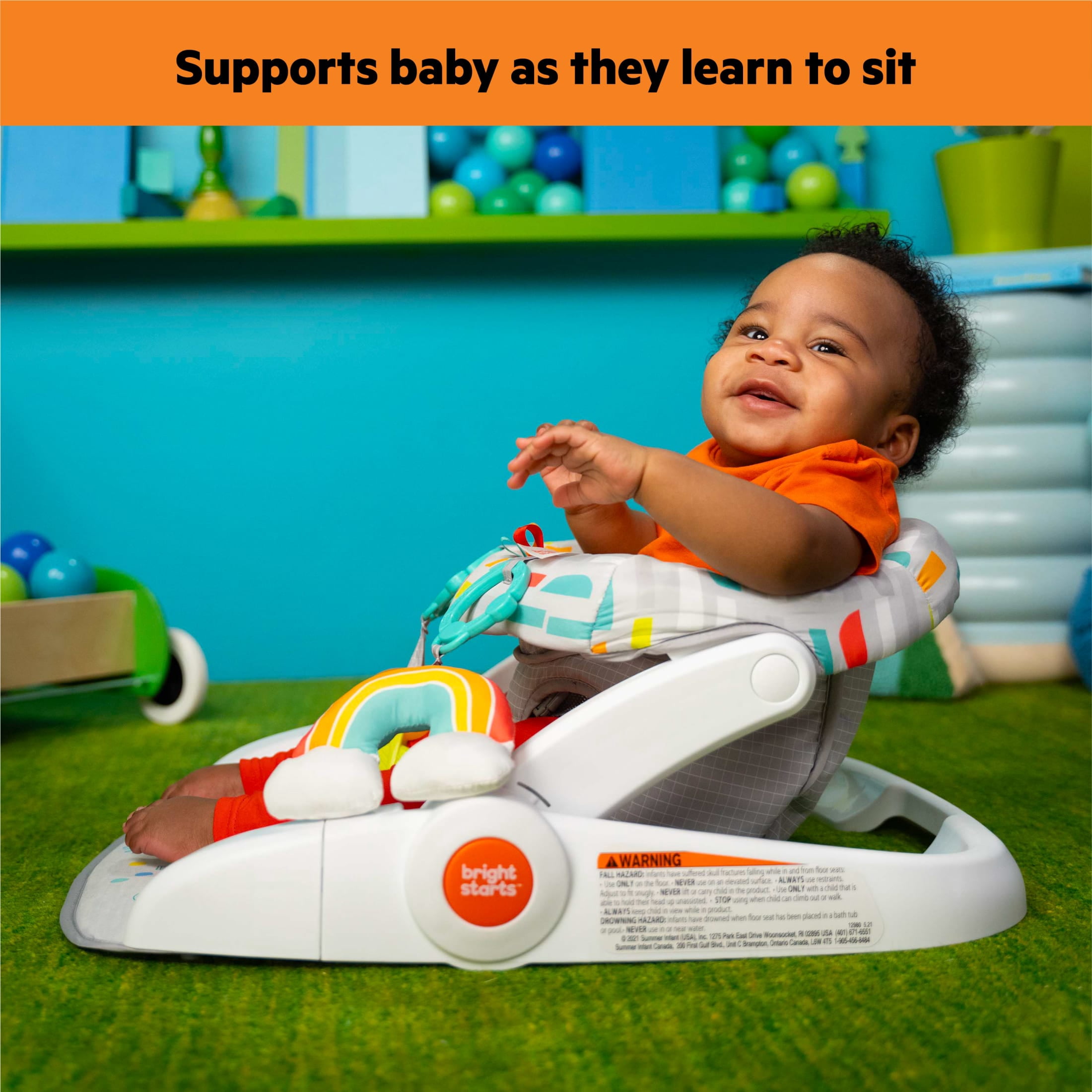 Bright Starts Learn-to-Sit 2-Position Floor Seat - Playful Paradise, Unisex, Infant