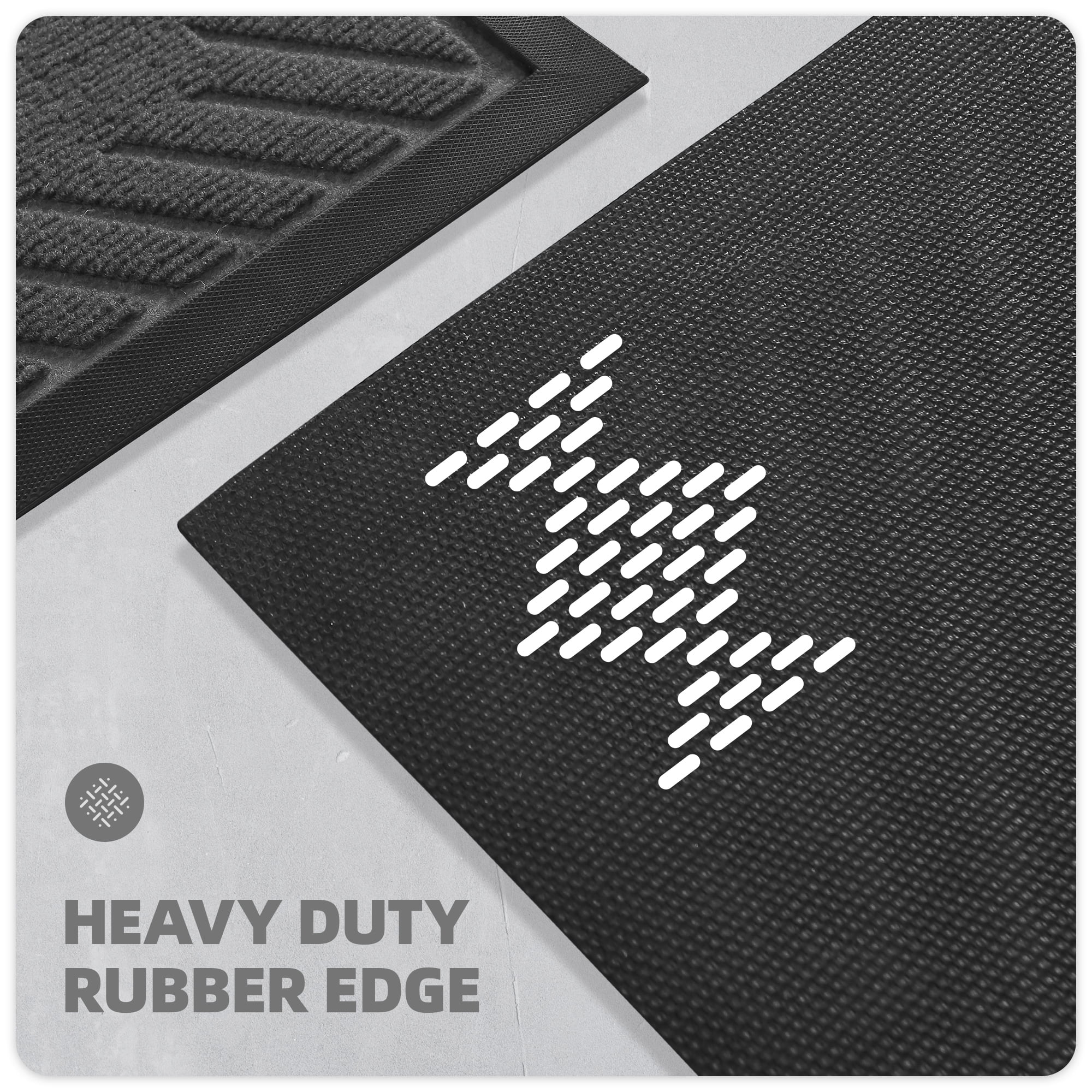 PABUBE Welcome Mat Front Door Mat Non-slip Doormat, Low Profile Outdoor Doormat Entry Rug for Entryway, Patio, Black Gray, 24" x 36"