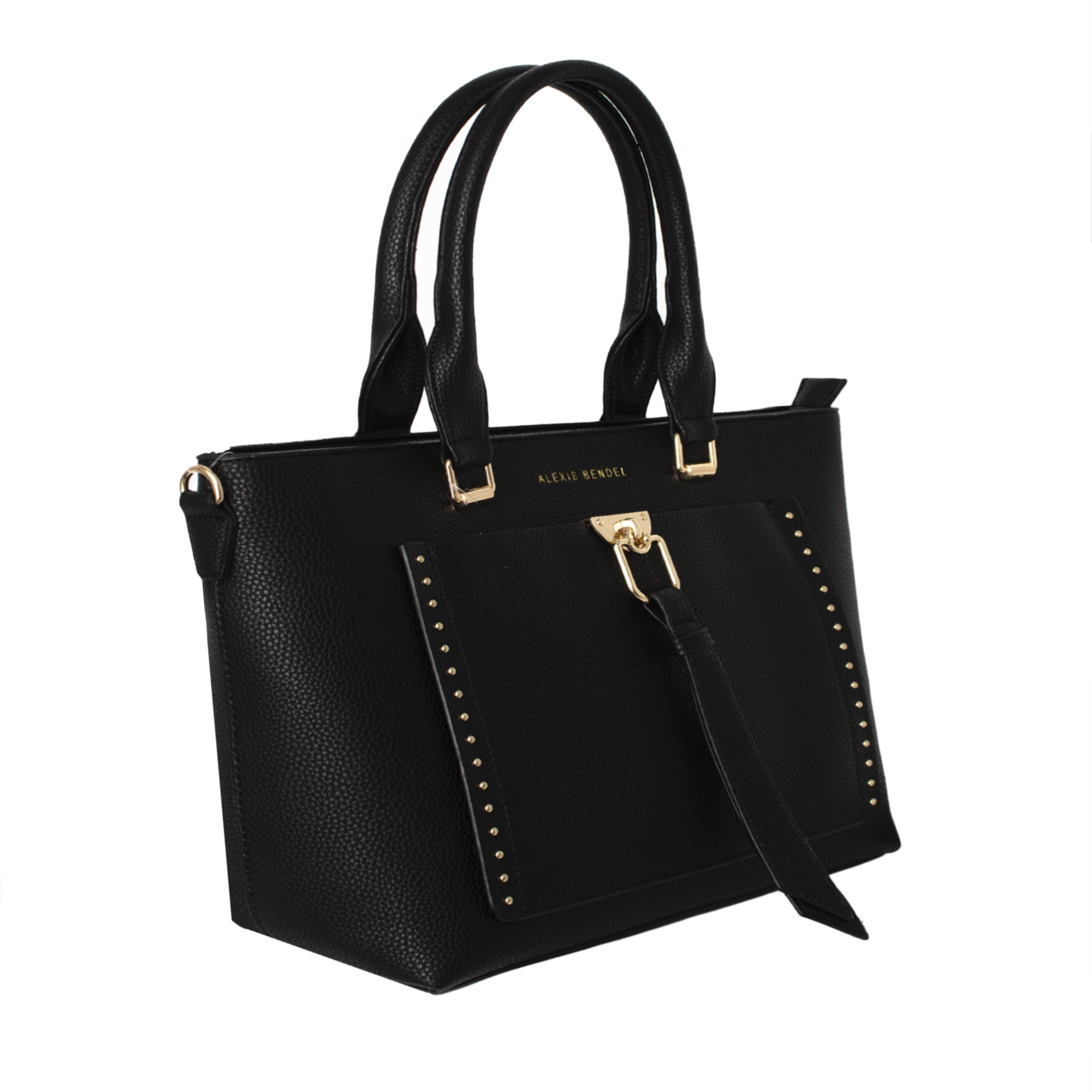 Alexis Bendel Black Women’s Vegan Leather Multi-Style Shopper Tote Everyday Handbag
