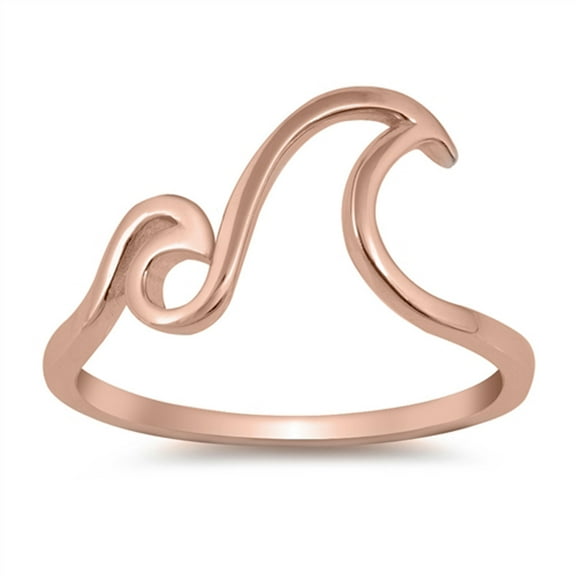 CHOOSE YOUR COLOR Rose Gold-Tone Ocean Wave Knot Promise Ring .925 Sterling Silver Band Female Size 7