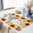 thumbnail image 3 of Sunflower Eucalyptus Leaf Placemats Set of 8 Autumn Leaves Heat Insulated Linen Place Mats, Washable Stain-Proof Table Mats for Dining Tables Holiday Decor 13x19inch, 3 of 9
