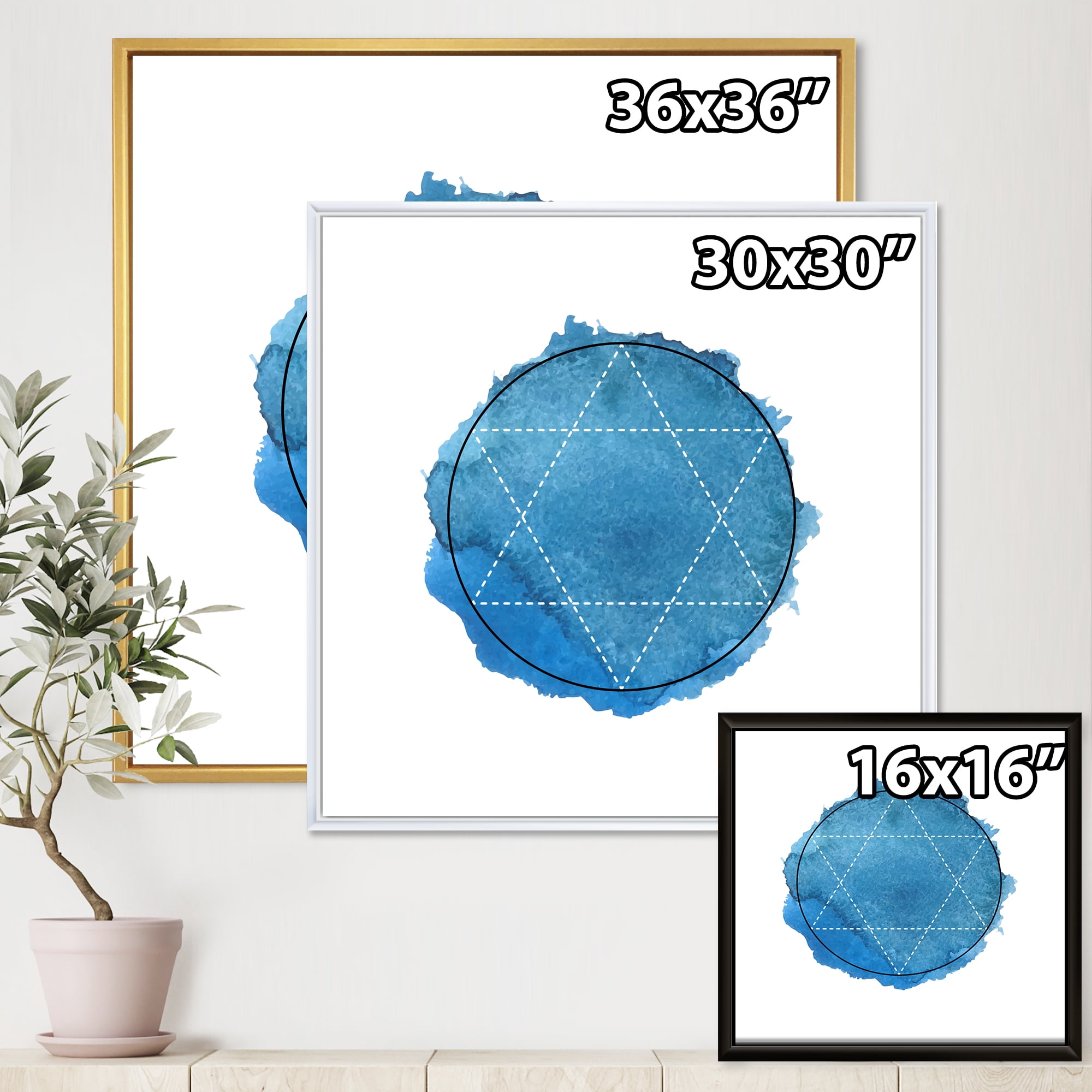 Designart 'Sacred Geometry and Symbol of Alchemy III' Bohemian & Eclectic Framed Canvas Wall Art Print