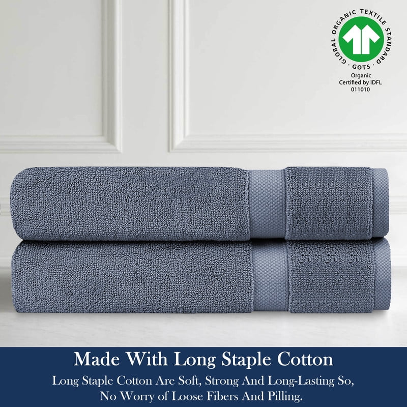 A1 Home Collections LLC Delara Organic Cotton Luxuriously Plush  Hand Towel Pack of 2 |GOTS & OEKO-TEX Certified |650 GSM Long Staple | Quick Dry &