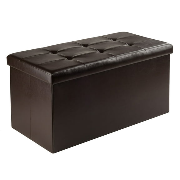 Contemporary Home Living 14.75” Brown Ottoman with Storage