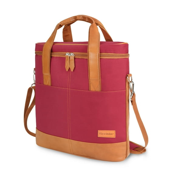 Tirrinia Wine Cooler bag - 3 Bottle Travel Insulated Padded Wine Carrier Tote Bag with Handle and Adjustable Shoulder Strap