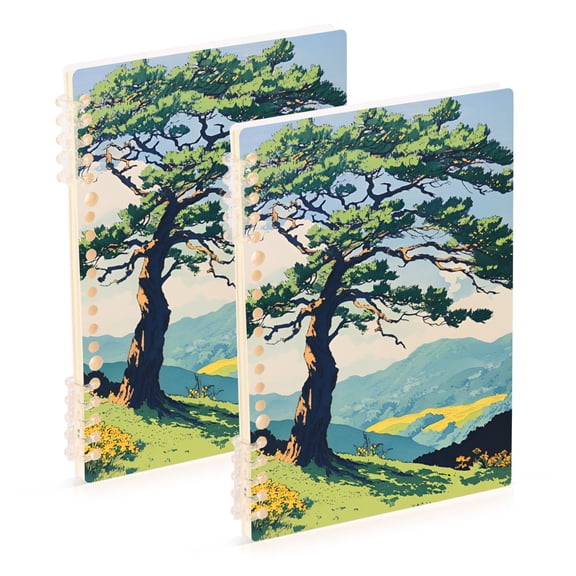 FORMRS 1-Subject Spiral Notebook 8" x 5" College Ruled 60 Refillable Sheet A5 Hard Cover, 2 Pack, Mounatin at Dawn