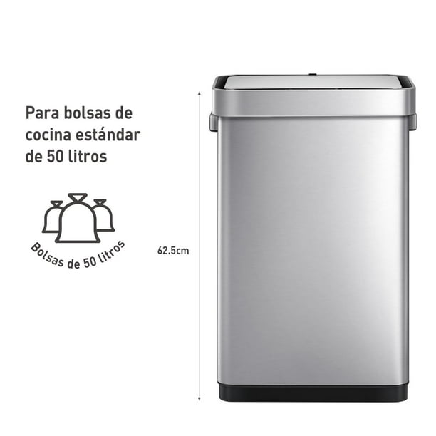 Bote de basura inteligente con Sensor Automatico para cocina bano oficina Acero Inoxidable 50L tapa acero EKO Mirage Delux EKO EK9378MMT 50L Walmart en linea