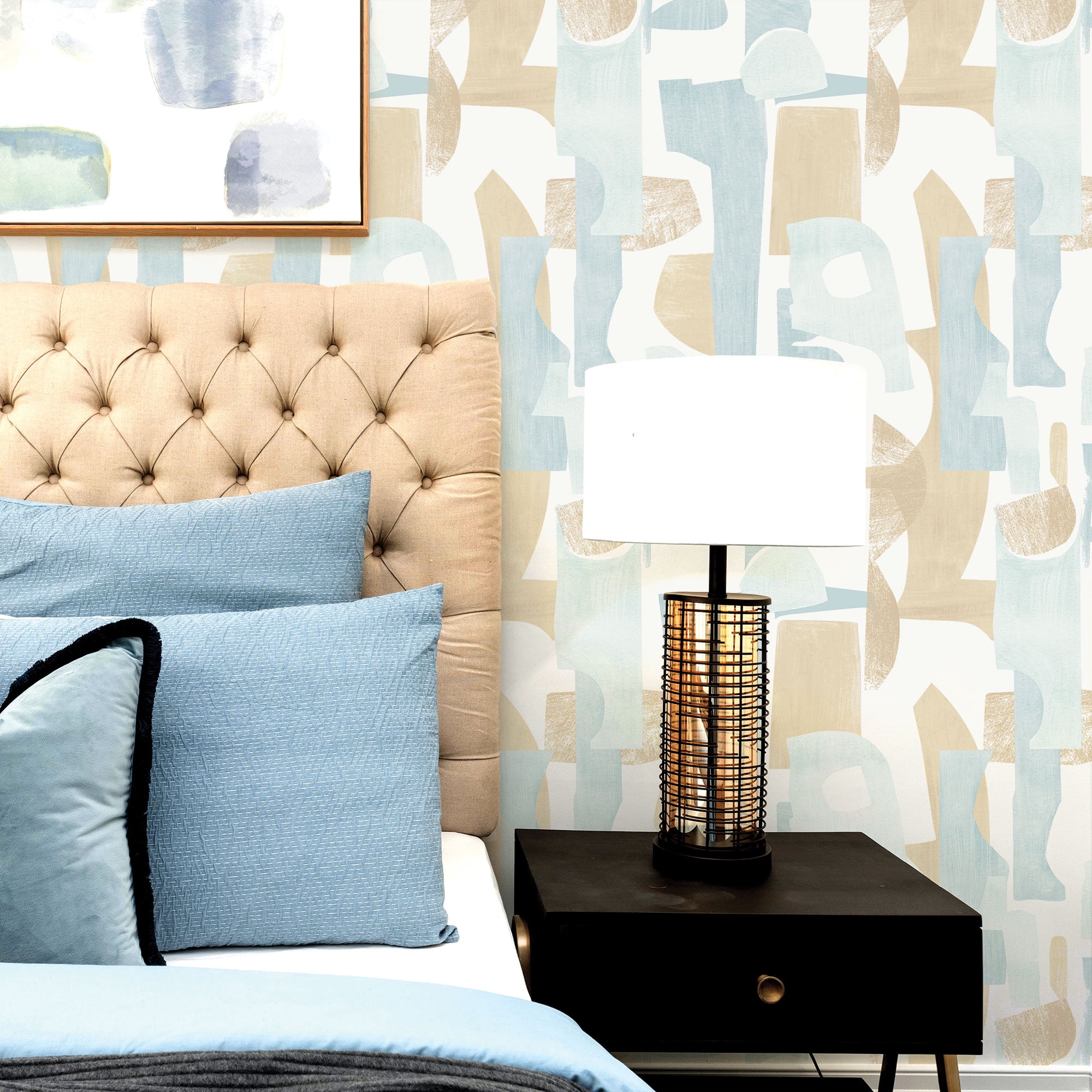 Tempaper Geo Composition Driftwood Peel and Stick Wallpaper, 20.5" x 16.5'