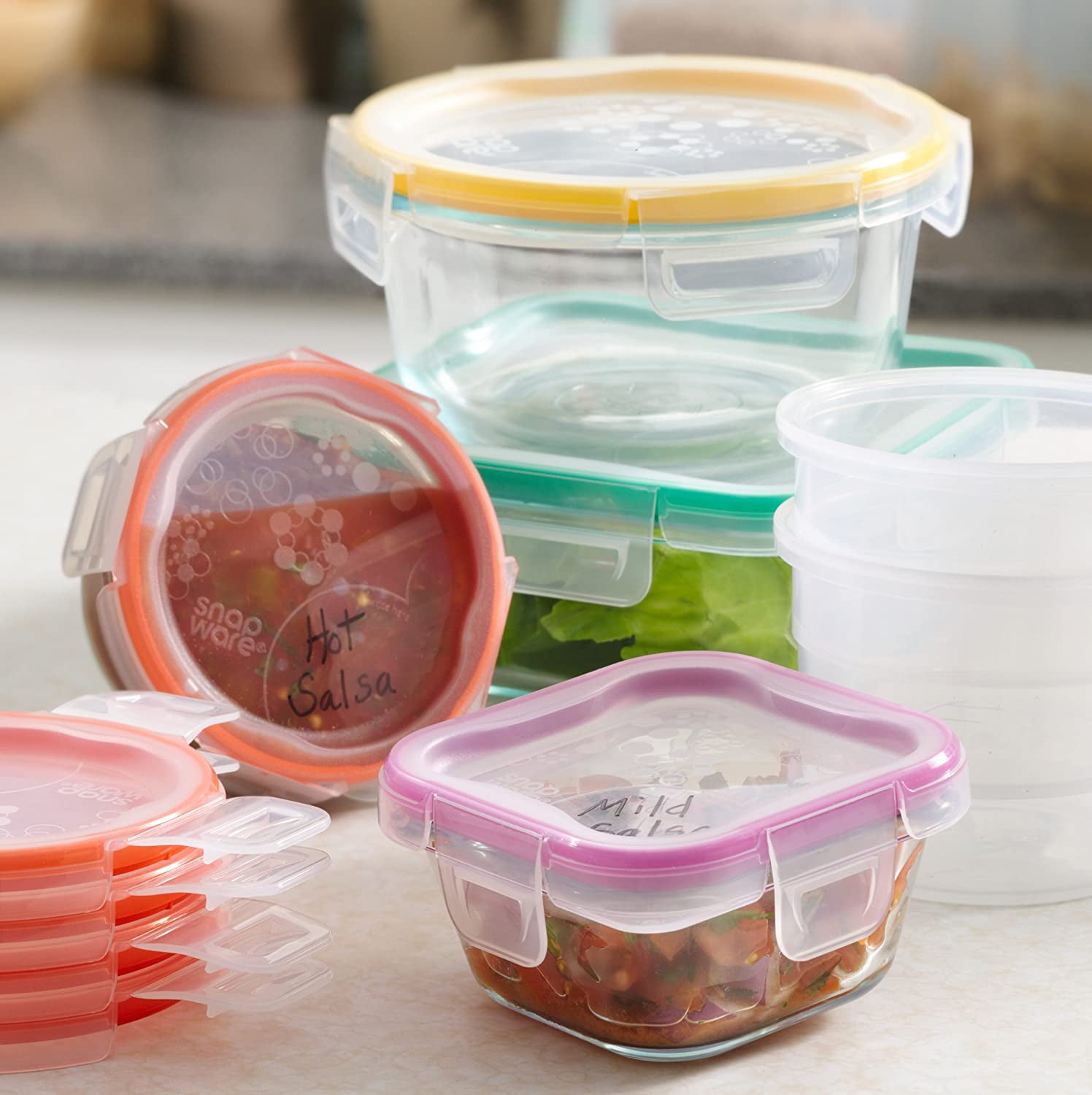 Moss & Stone Kitchen Glass Food Storage Containers Set with Lids 10 PCS. Snapware Transparent Lids Leak Proof, Oven, Freezer, Microwave & Dishwasher