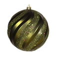 thumbnail image 2 of Glitter Olive Green Shatterproof Swirl Christmas Ball Ornament 6" (150mm), 2 of 2