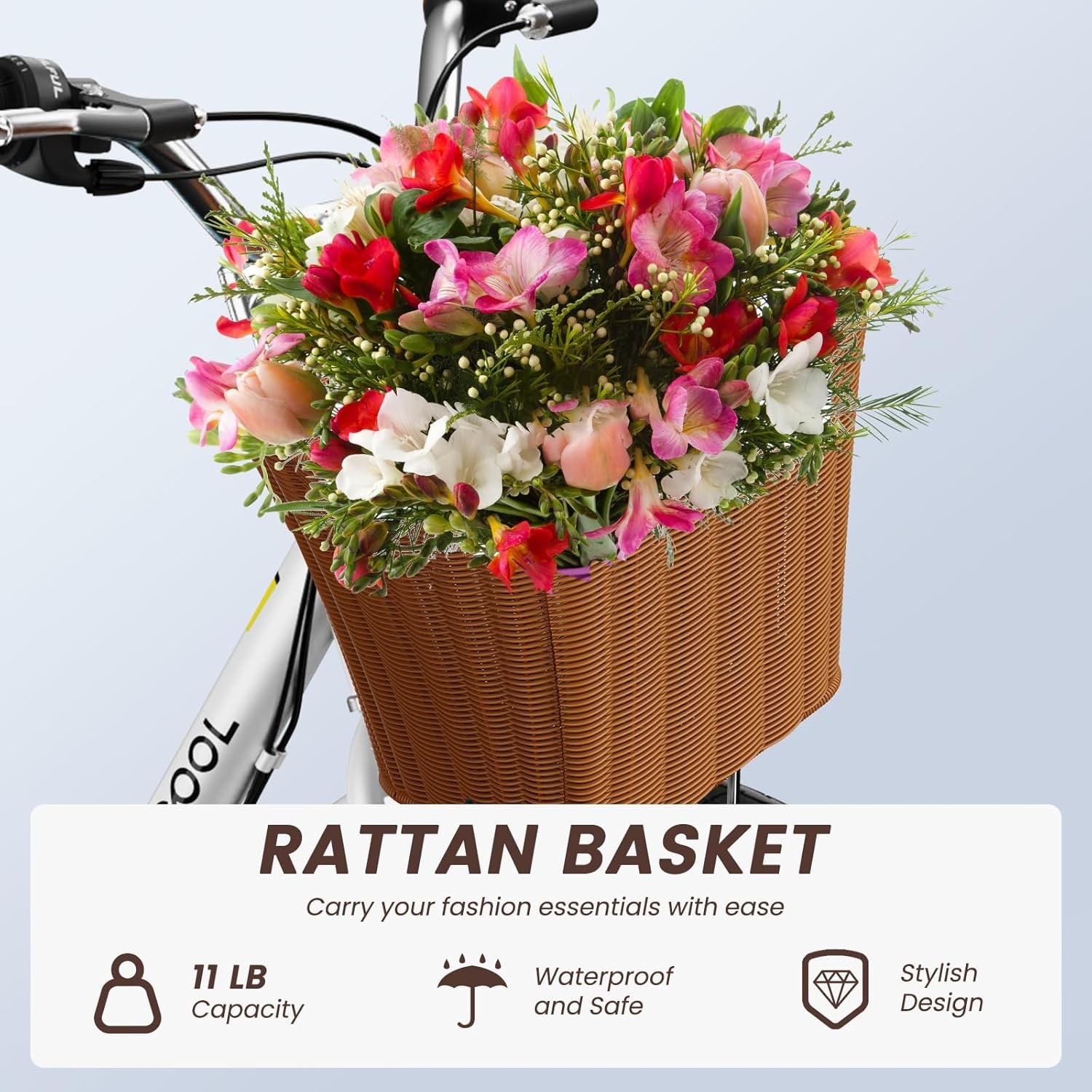 Classic Women Commute Bike with Basket, 24" Shimano 7 Speeds Adult Cruiser Bicycle for Ladies - Hi-Ten Steel Frame - Ideal for Urban Commuting and Beach Rides