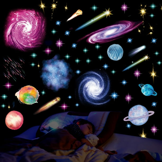 Muyoka pegatinas de pared luminosas de PVC autoadhesivas con estrellas que brillan en la pared de la Vía Láctea de ensueño lluvia de meteoritos fluorescentes para decoración de pared para el hogar, te Muyoka Hogar