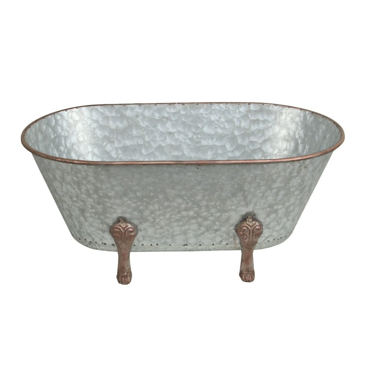 Cheungs White Metal Mini Bathtub Decor With Hand Crafted Design 