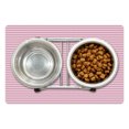 thumbnail image 1 of Geometric Pet Mat for Food and Water, Striped Pattern with Pink Tones Thick and Tiny Lines Modern Illustration, Non-Slip Rubber Mat for Dogs and Cats, 18" X 12", by Ambesonne, 1 of 2