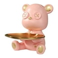 thumbnail image 2 of Bandeja de almacenamiento de oso de resina, estatua, bandeja para dulces, joyas, decoración de escritorio, coleccionable Rosado, 2 of 9