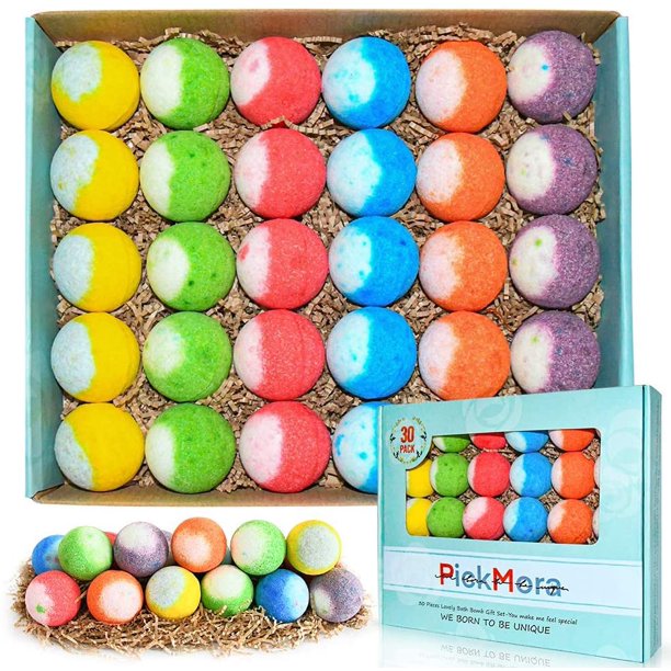 30 Pcs Bath Bomb, PickMora Natural Organic Mini Bath Bombs, Handmade