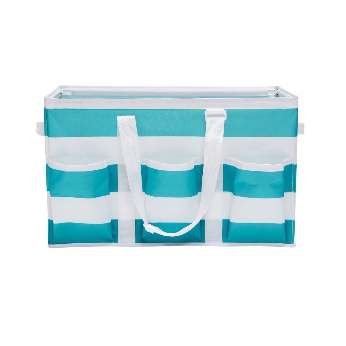 Tidy Living - Utility Tote Teal Rugby Stripe - Multipurpose Storage Solution Bag - image 3 of 5