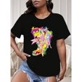 thumbnail image 1 of T-Shirt Graphique Taille Régulière pour Femmes - Design Vibrant "JEM" avec Étoiles et Arc-en-Ciel, Manches Courtes Décontractées Col Rond pour Maison, Extérieur, Fête, Sports et Travail, 1 of 7