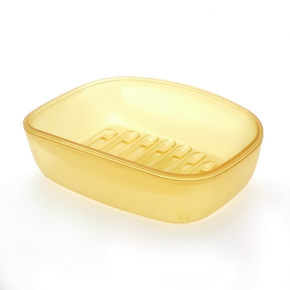Unique Bargains 1 Pc Waterproof Soap Holder Double Layer with Cover Yellow Soap Holder for Bathroom 5.51"x4.13"x1.65"