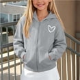 thumbnail image 2 of BLVB Boys Girls Zip up Hoodies Teen Full-Zip Heart Graphic Sweatshirts Jacket Casual Fall Outwear with Pocket(Gray,13-14 Years), 2 of 8