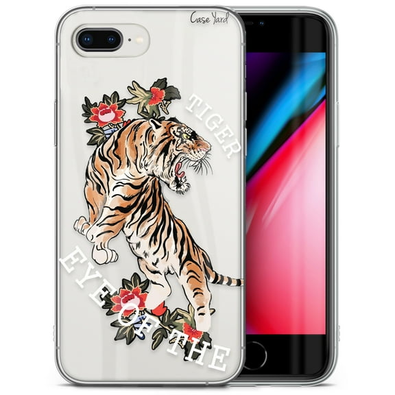 Case Yard iPhone-8-Plus Case Clear Soft & Flexible TPU Ultra Low Profile Slim Fit Thin Shockproof Transparent Bumper Protective Cover Drop Protective Cell Phone Cases (Eye of the Tiger)