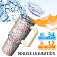 thumbnail image 5 of OBREWU Pioneer Flower Tumbler with Handle and Lid,40oz Pioneer Flower Double Wall Vacuum Insulated Tumbler,Pioneer Flower Cups Gift for Women and Men, 5 of 7