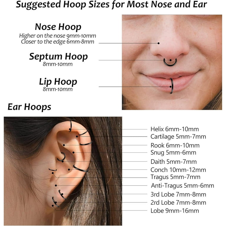 Piercing Para La Nariz G23 Titanium 16G Cartilage Earring Hoop For