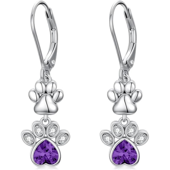 LONAGO Paw Earrings for Women 925 Sterling Silver Cute Dog Cat Paw Print Drop Earrings for Pet