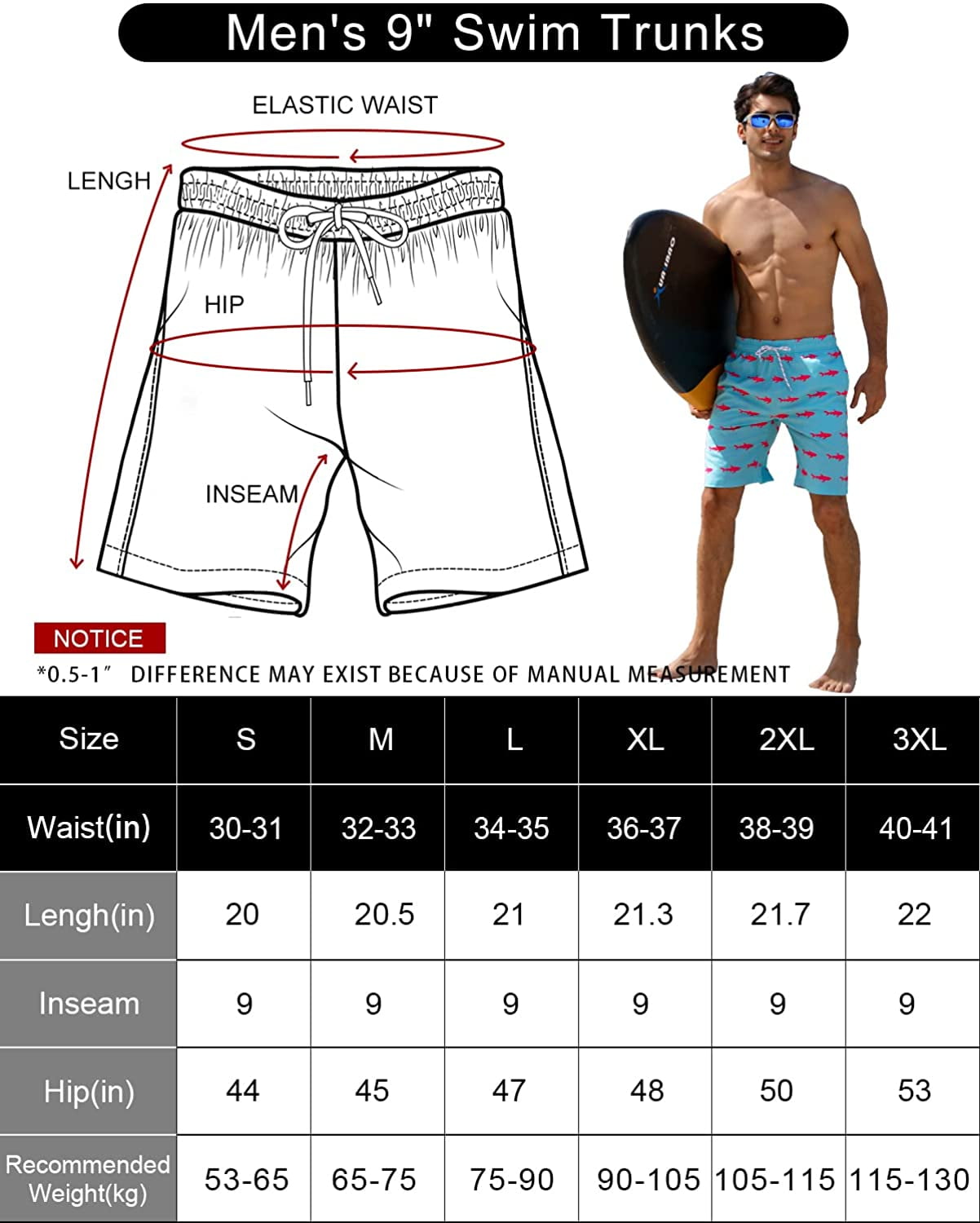 ELETOP Men's Swim Trunks Quick Dry 