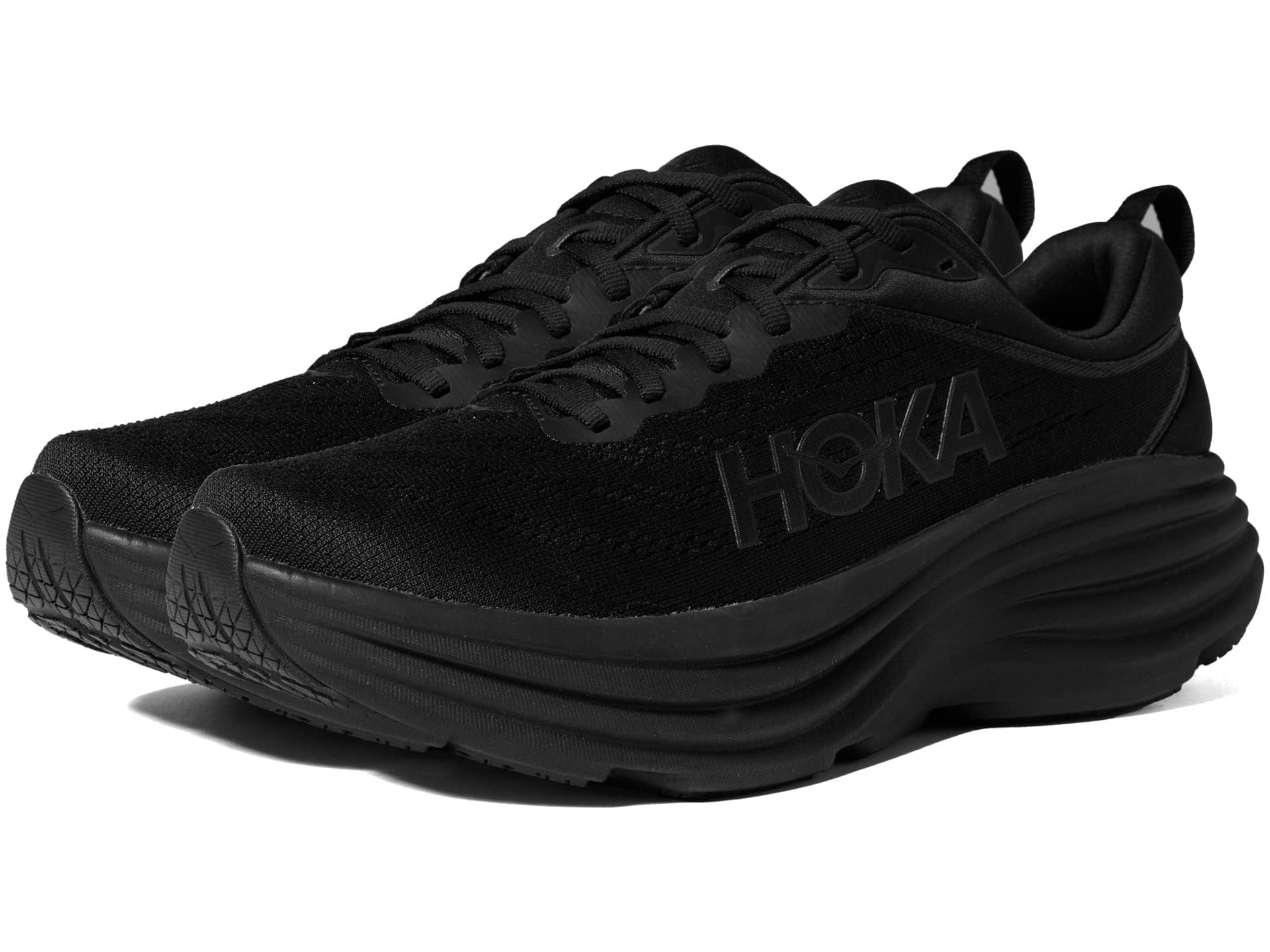 Hoka Men's Bondi 8 Sneaker, Black, 9.5, Lightweight Foam, Vegan